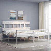 Letto per Anziani con Testiera Bianco 200x200 cm Legno Massellocod mxl 93593