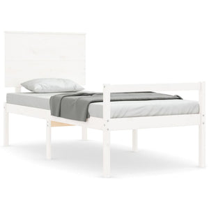 Letto per Anziani con Testiera Bianco Single in Legno Massellocod mxl 129129