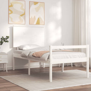 Letto per Anziani con Testiera Bianco Single in Legno Massellocod mxl 129129