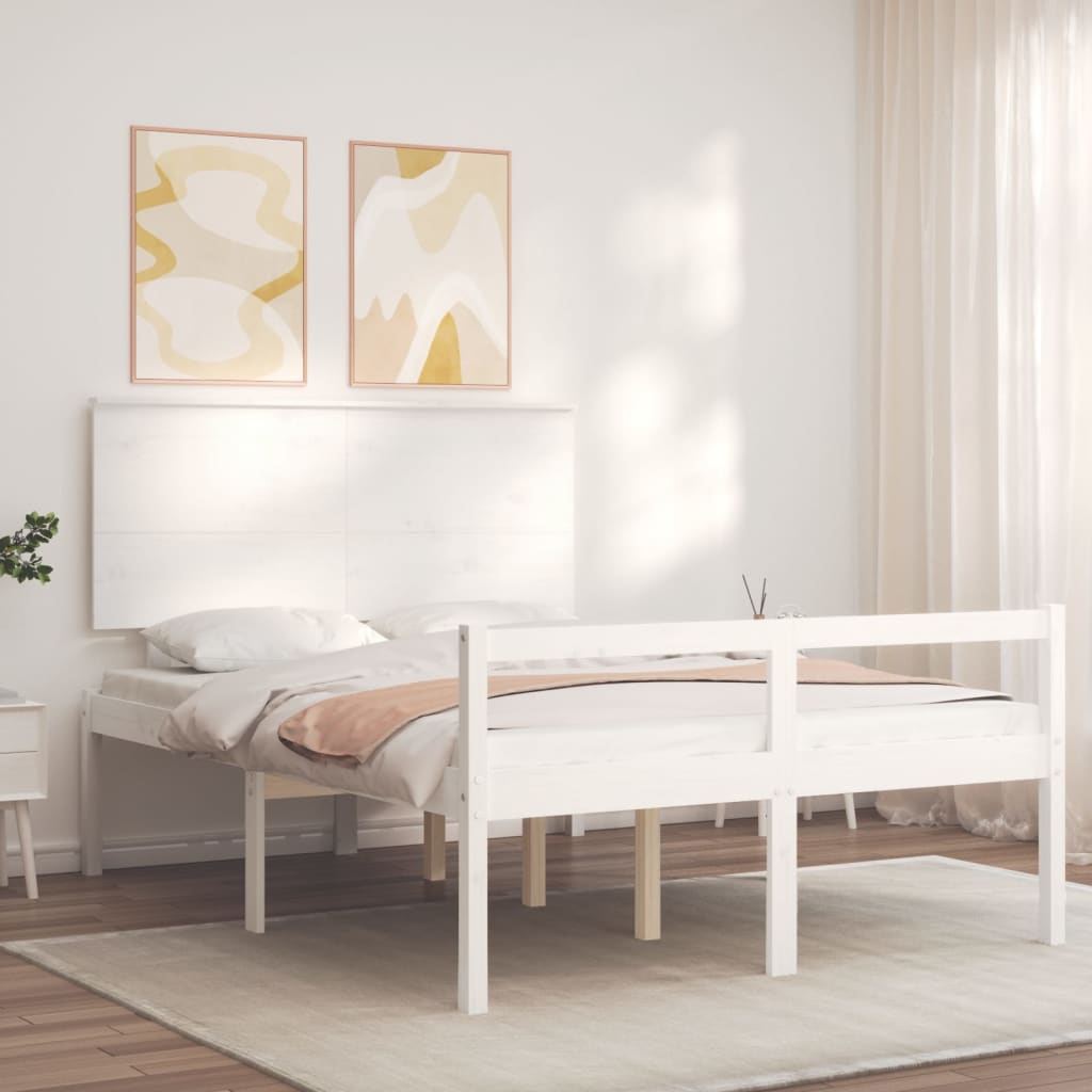 Letto per Anziani Bianco Testiera Small Double Legno Massello 3195452