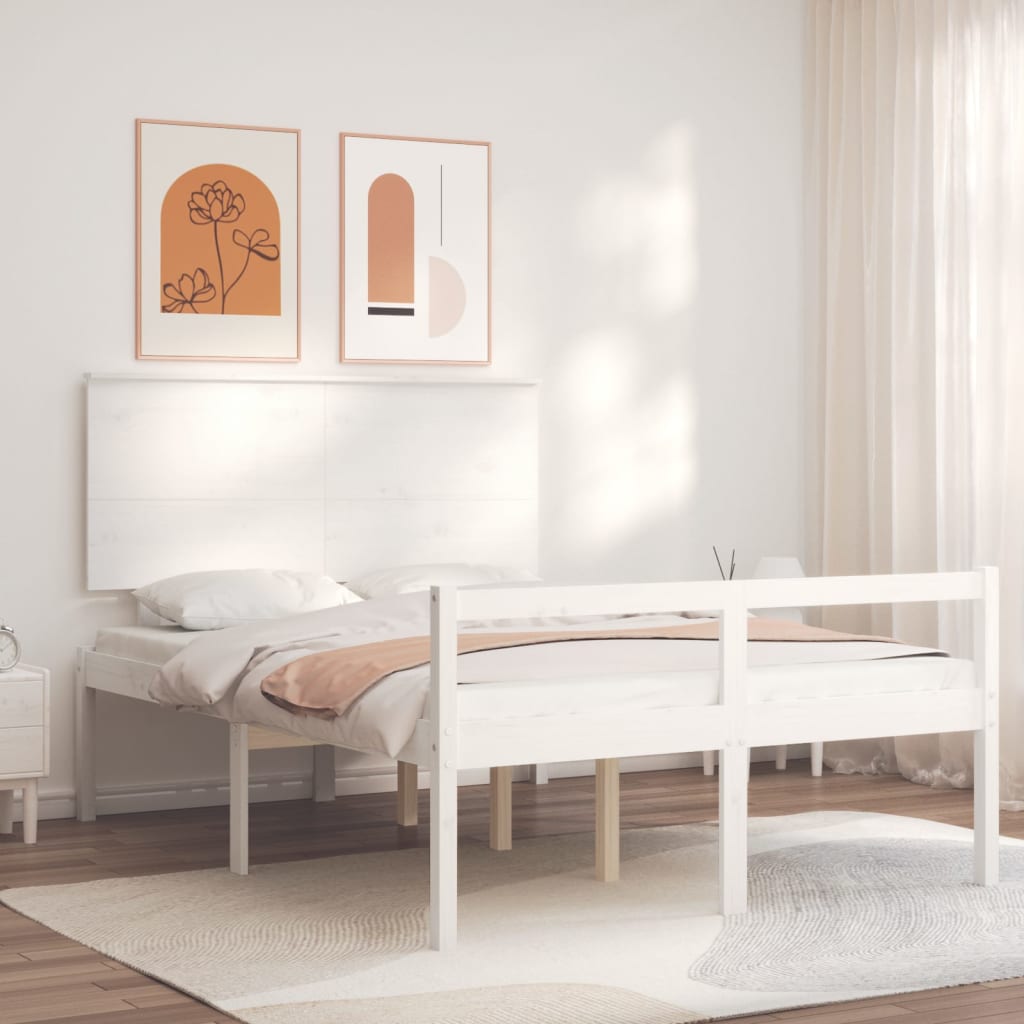 Letto per Anziani Bianco Testiera Small Double Legno Massello 3195452