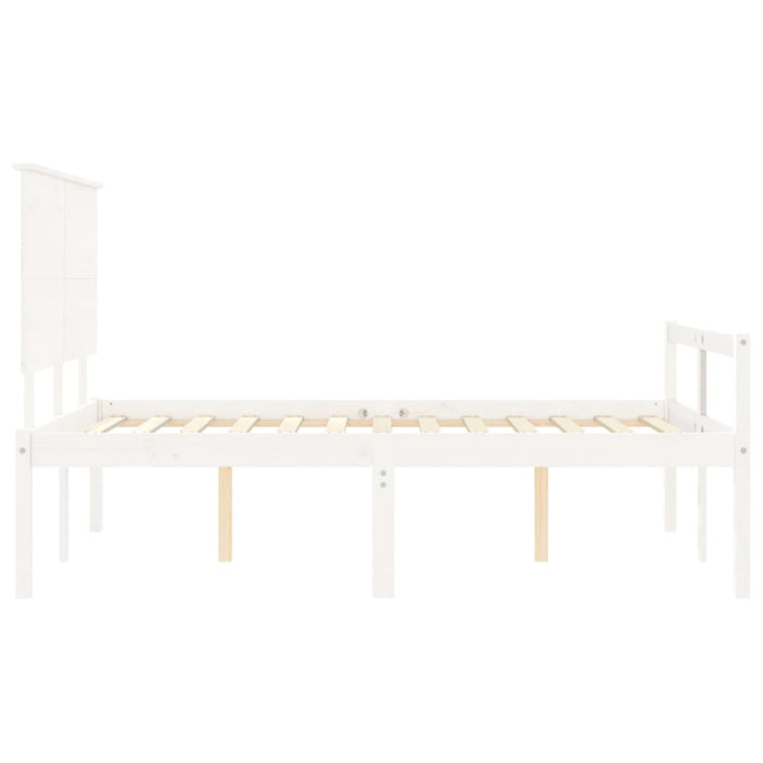 Giroletto con Testiera Bianco 140x190 cm in Legno Massello 3195462