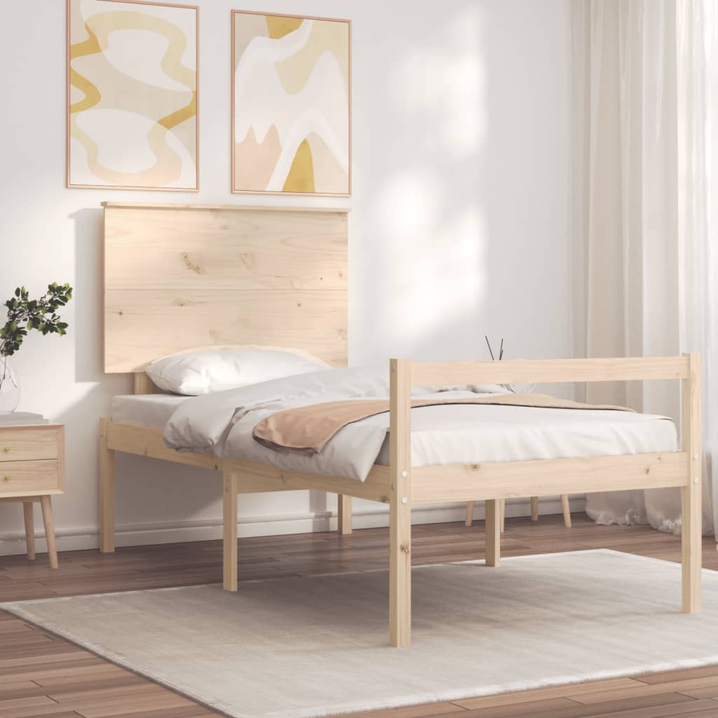 Letto per Anziani con Testiera 100x200 cm in Legno Massello 3195471