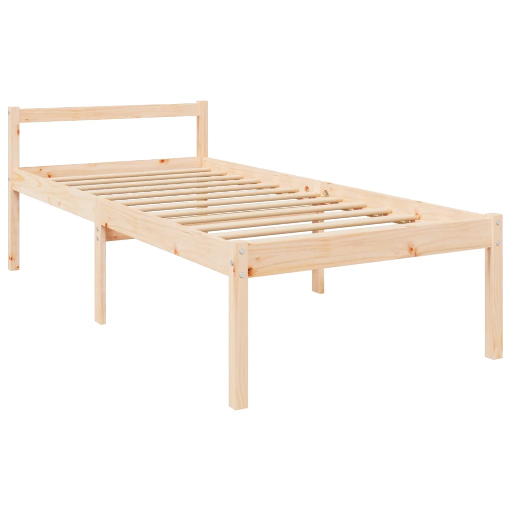 Letto per Anziani con Testiera 100x200 cm in Legno Massello 3195471