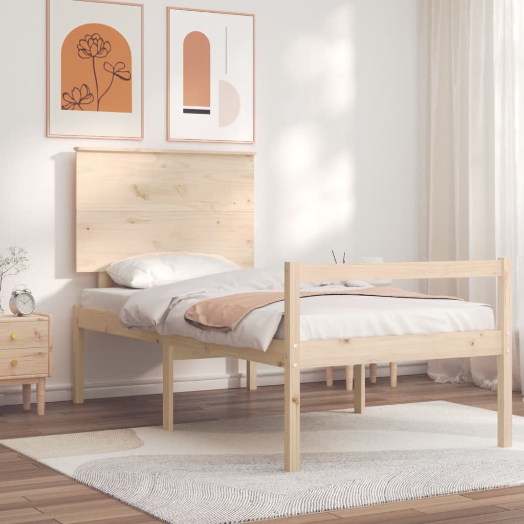 Letto per Anziani con Testiera 100x200 cm in Legno Massello 3195471