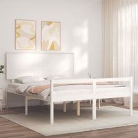 Letto per Anziani con Testiera Bianco King Legno Massellocod mxl 129032