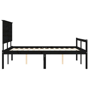 Letto per Anziani con Testiera Nero King Legno Massello 3195490