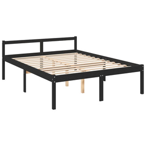 Letto per Anziani con Testiera Nero King Legno Massello 3195490