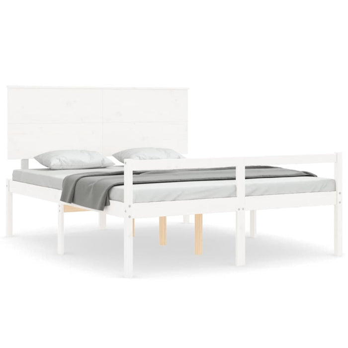 Letto per Anziani con Testiera Bianco 160x200 cm Legno Massello 3195492