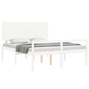 Letto per Anziani con Testiera Bianco 160x200 cm Legno Massello 3195492