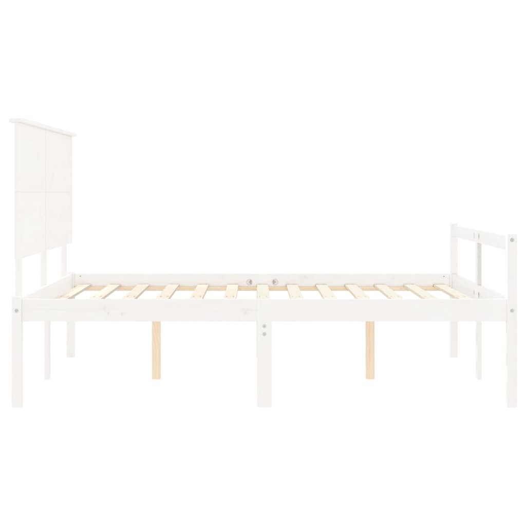 Letto per Anziani con Testiera Bianco 160x200 cm Legno Massello 3195492