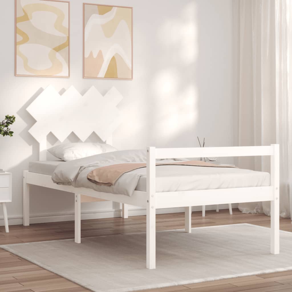 Letto per Anziani con Testiera Bianco Single in Legno Massellocod mxl 81208