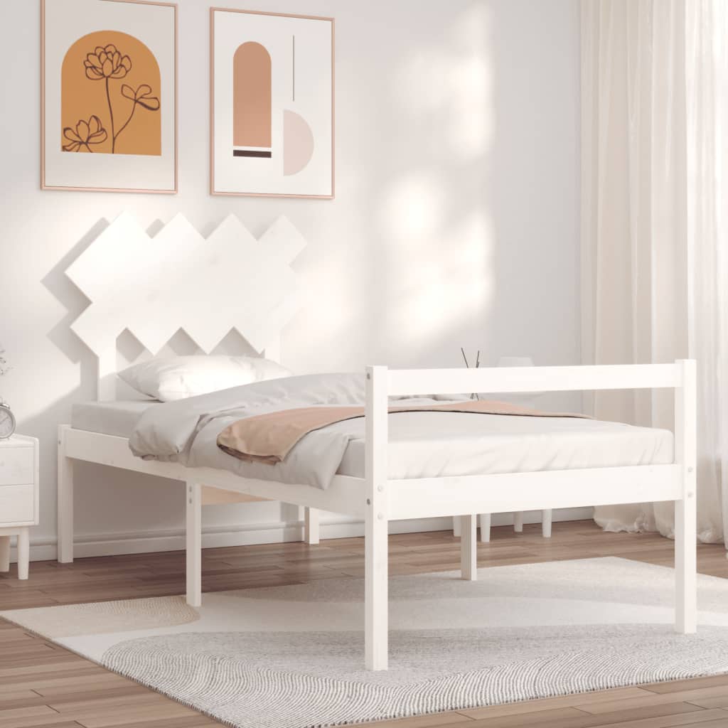 Letto per Anziani con Testiera Bianco Single in Legno Massellocod mxl 81208