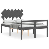 Letto per Anziani con Testiera Grigio Double in Legno Massello 3195523