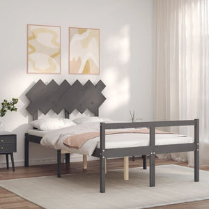 Letto per Anziani con Testiera Grigio Double in Legno Massellocod mxl 129007