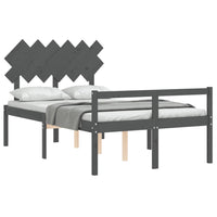 Letto per Anziani con Testiera Grigio Double in Legno Massello 3195523