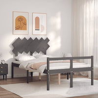 Letto per Anziani con Testiera Grigio Double in Legno Massello 3195523