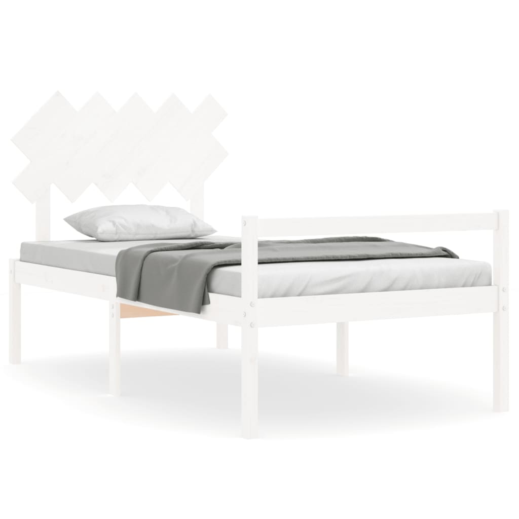 Letto per Anziani con Testiera Bianco 100x200 cm Legno Massello 3195537