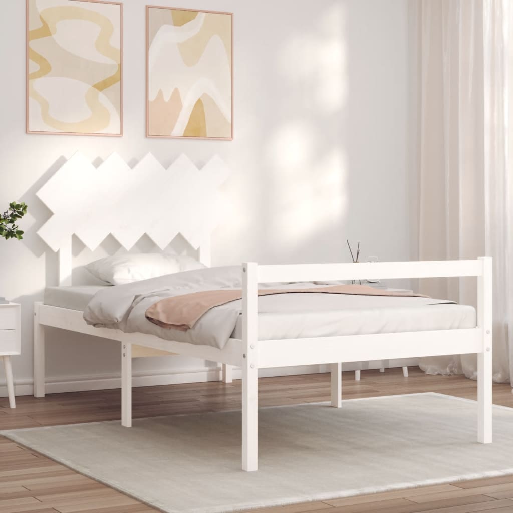 Letto per Anziani con Testiera Bianco 100x200 cm Legno Massello 3195537