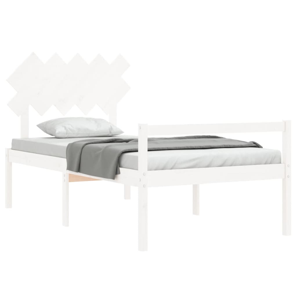 Letto per Anziani con Testiera Bianco 100x200 cm Legno Massello 3195537