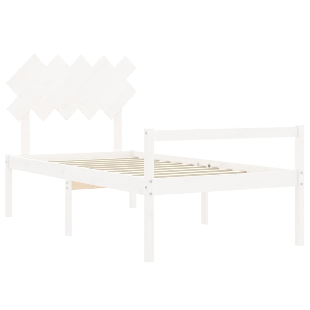 Letto per Anziani con Testiera Bianco 100x200 cm Legno Massello 3195537