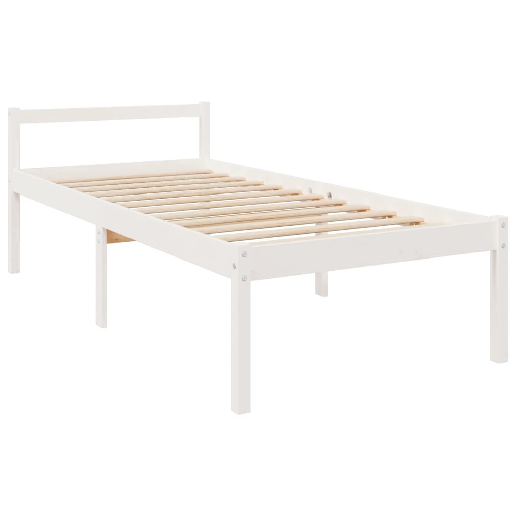 Letto per Anziani con Testiera Bianco 100x200 cm Legno Massello 3195537