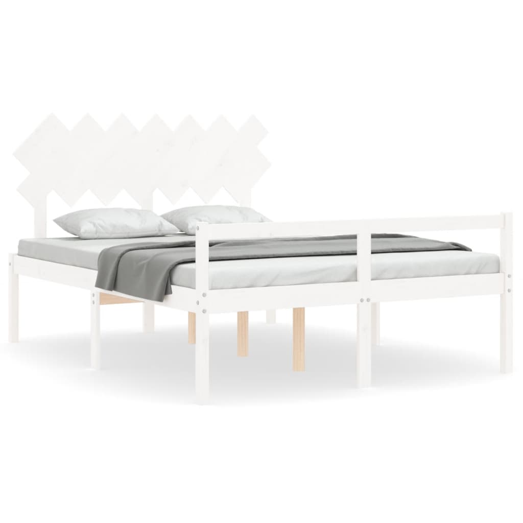 Letto per Anziani con Testiera Bianco 140x200 cm Legno Massellocod mxl 101023