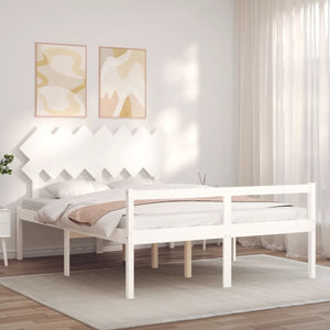 Letto per Anziani con Testiera Bianco 140x200 cm Legno Massellocod mxl 101023