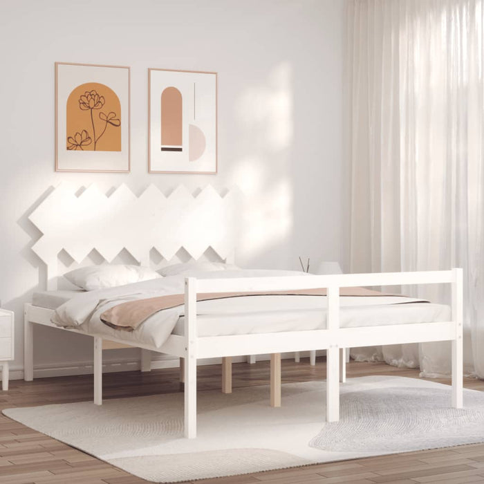 Letto per Anziani con Testiera Bianco 140x200 cm Legno Massellocod mxl 101023