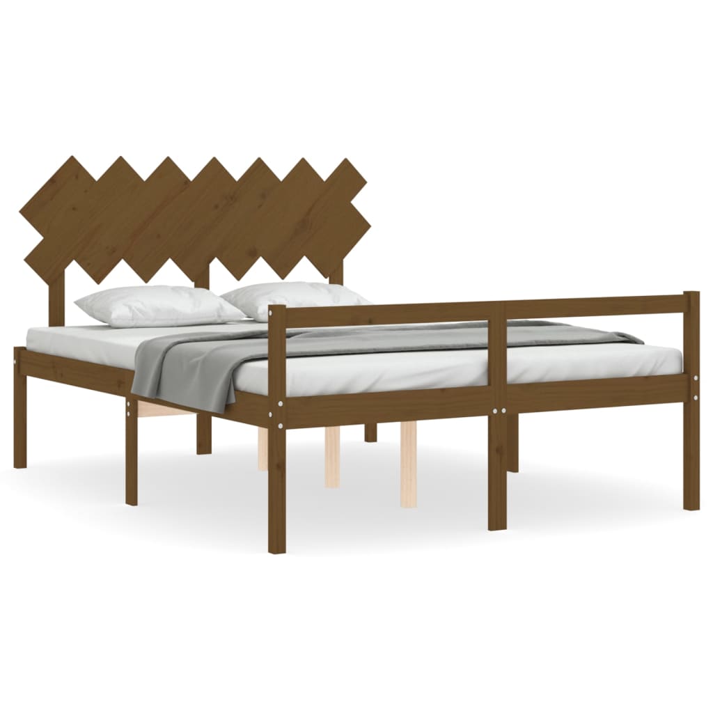 Letto per Anziani con Testiera Miele 140x200 cm Legno Massellocod mxl 124980