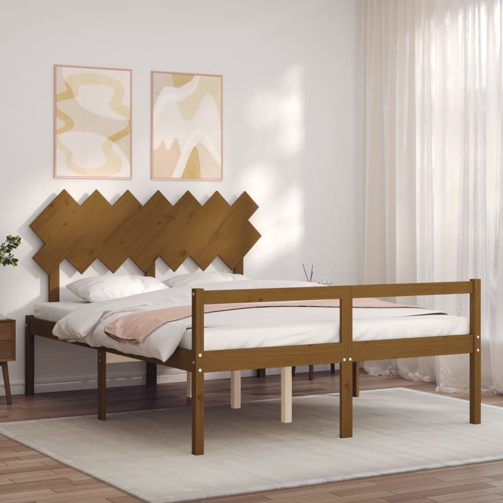 Letto per Anziani con Testiera Miele 140x200 cm Legno Massellocod mxl 124980