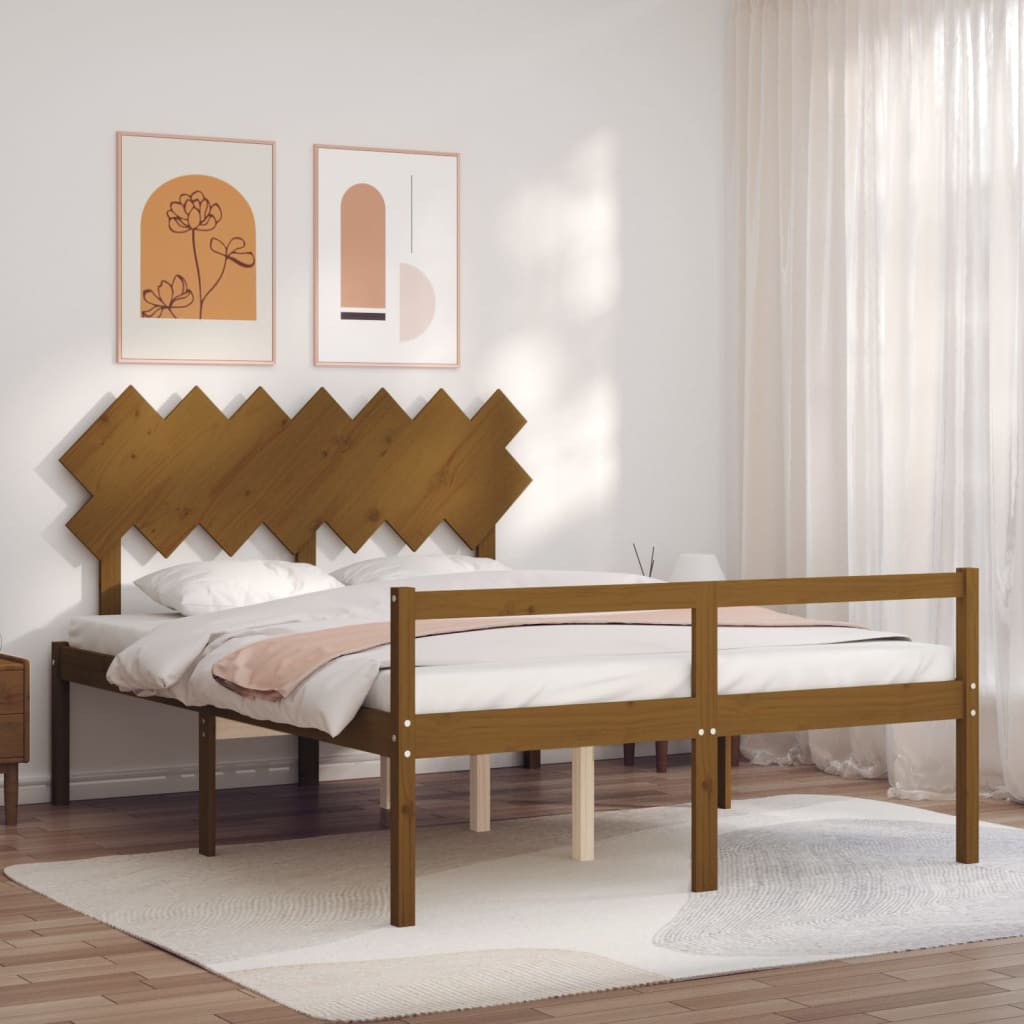 Letto per Anziani con Testiera Miele 140x200 cm Legno Massellocod mxl 124980