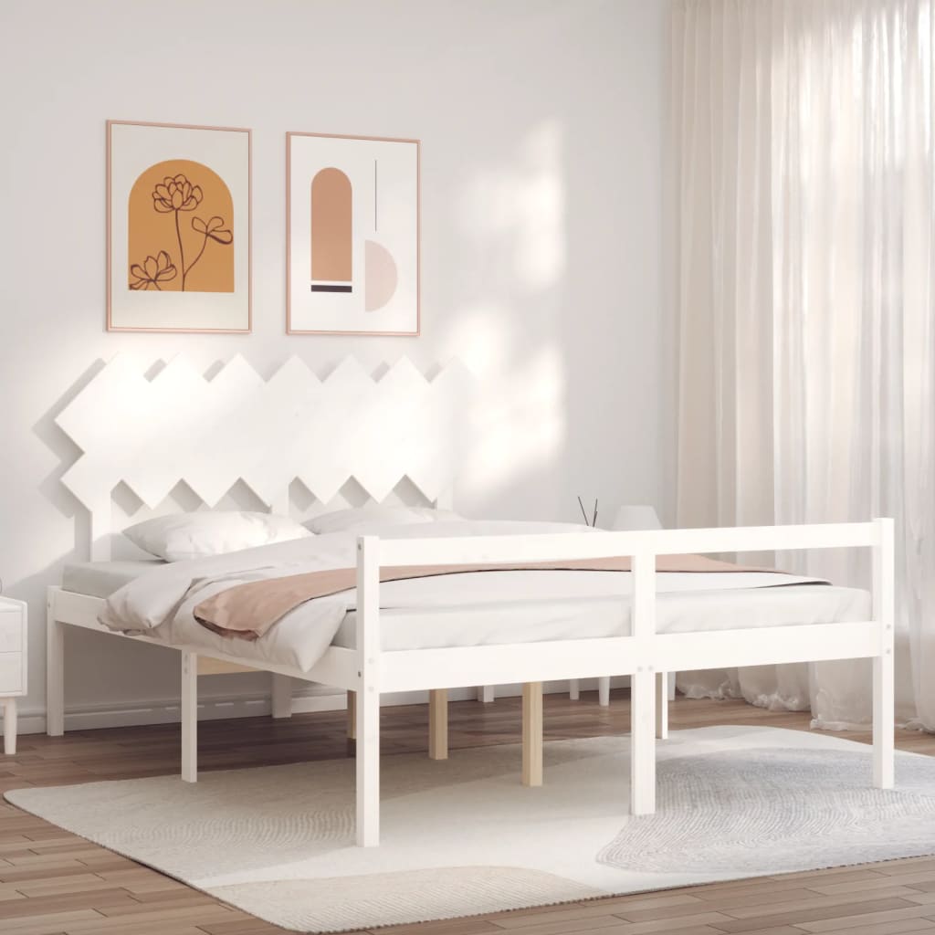 Letto per Anziani con Testiera Bianco King Legno Massellocod mxl 81123