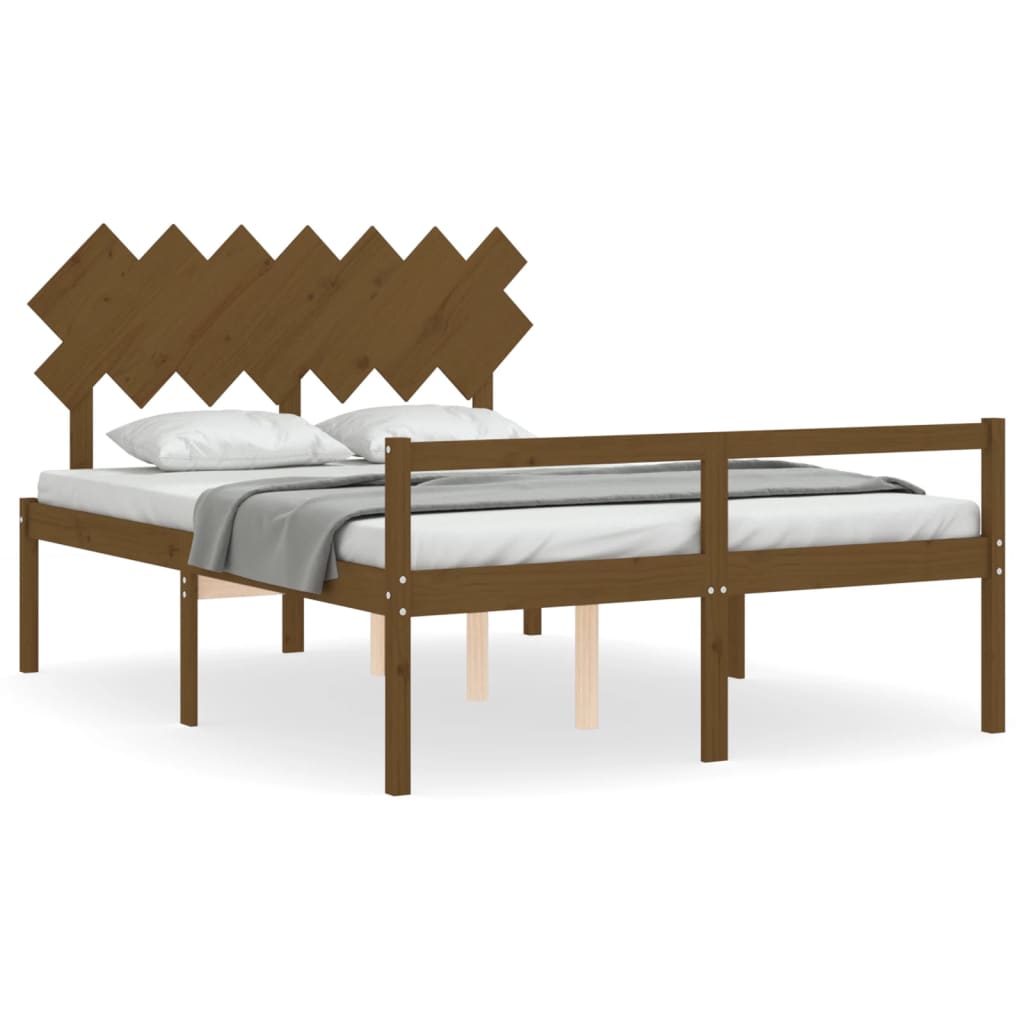 Letto per Anziani con Testiera Miele King in Legno Massellocod mxl 129038