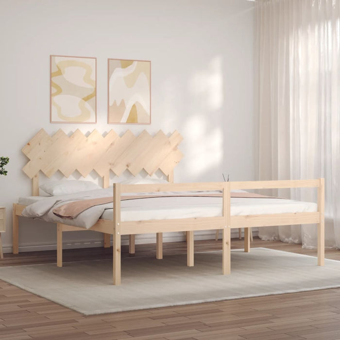 Letto per Anziani con Testiera Bianco Super King Legno Massellocod mxl 134263