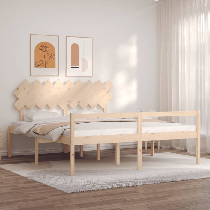 Letto per Anziani con Testiera Bianco Super King Legno Massellocod mxl 134263