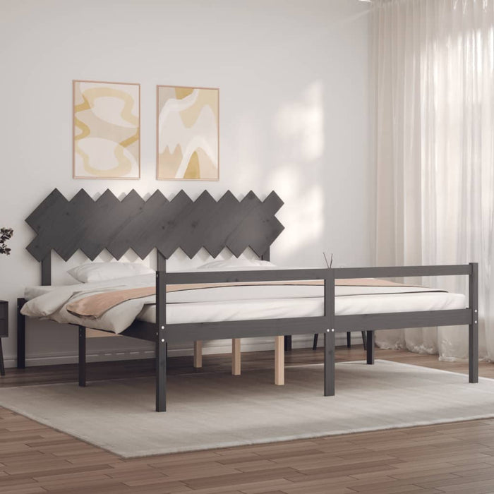 Letto per Anziani con Testiera Grigio 200x200 cm Legno Massellocod mxl 124986