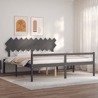 Letto per Anziani con Testiera Grigio 200x200 cm Legno Massellocod mxl 124986