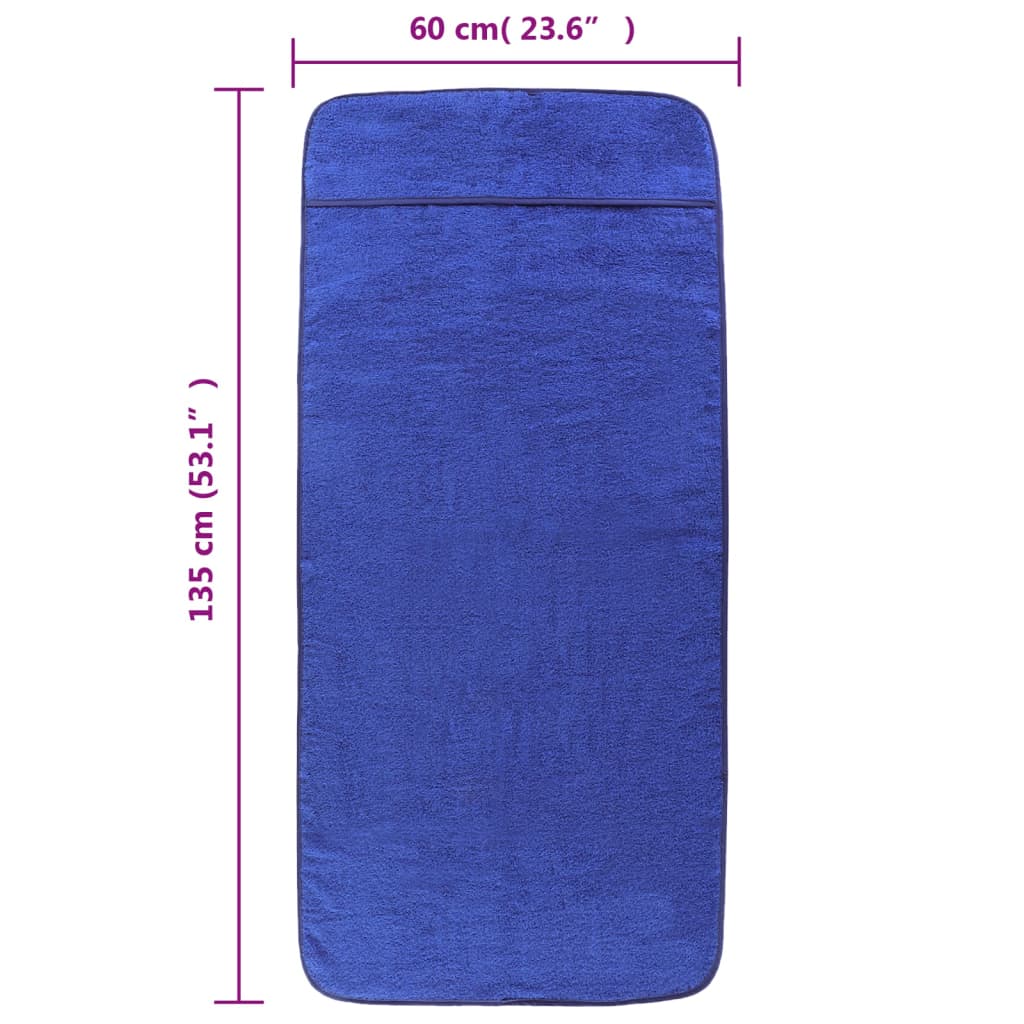 Asciugamani da Spiaggia 4pz Blu Reale 60x135 cm Tessuto 400 GSM 3157058