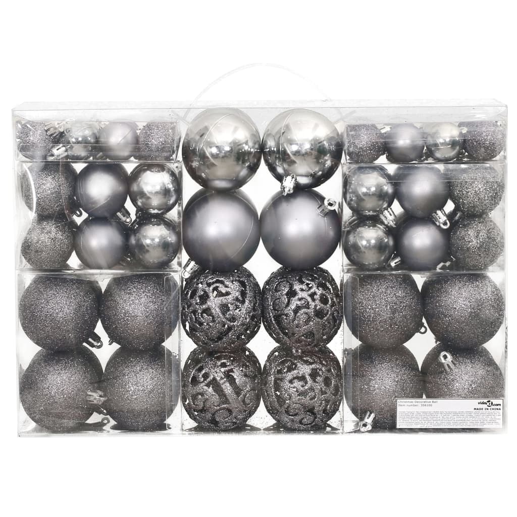 Palline di Natale 100 pz Grigie 3 / 4 / 6 cm 356100