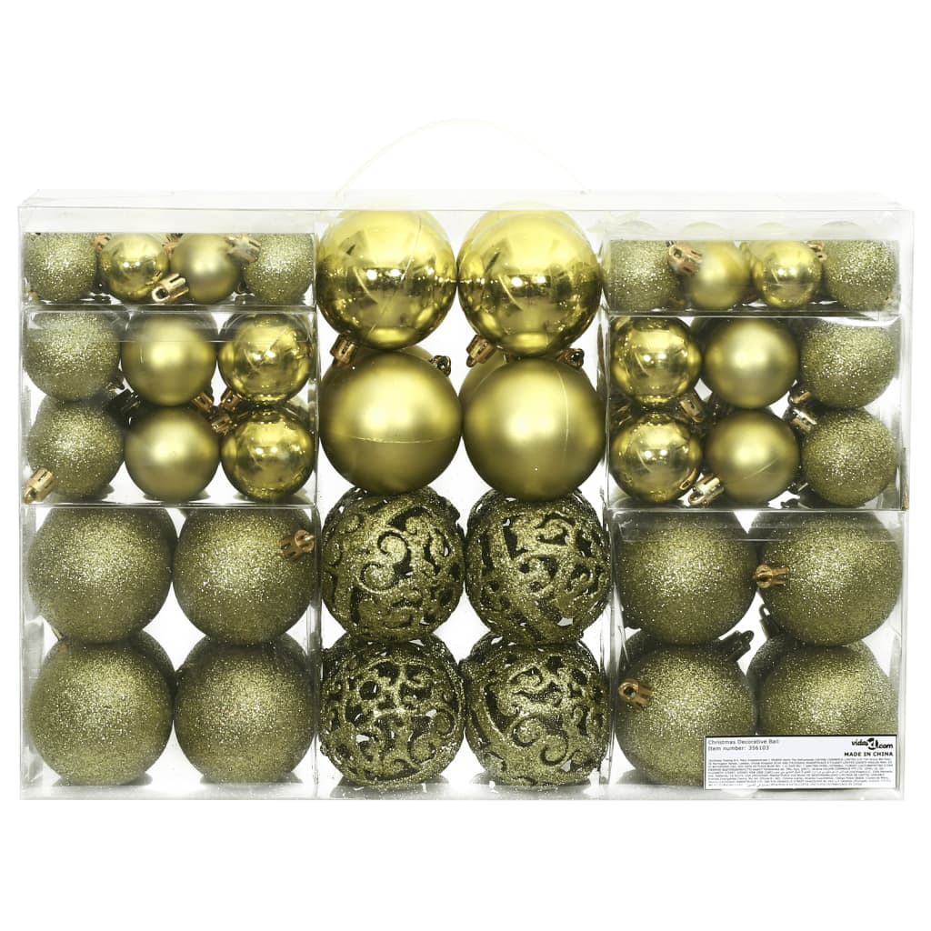 Palline di Natale 100 pz Verde Chiaro 3 / 4 / 6 cm 356103