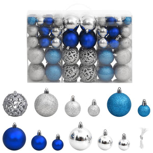 Palline di Natale 100 pz Blu e Argento 3 / 4 / 6 cm 356105