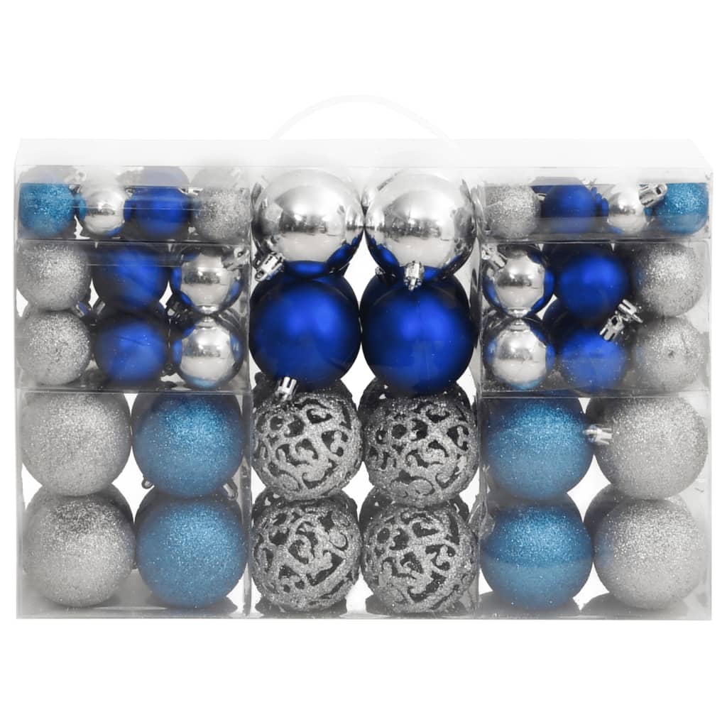 Palline di Natale 100 pz Blu e Argento 3 / 4 / 6 cm 356105