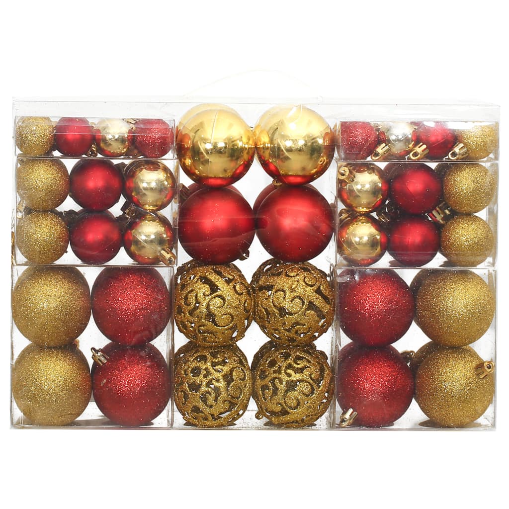 Palline di Natale 100 pz Oro e Rosso Vino 3 / 4 / 6 cm 356106