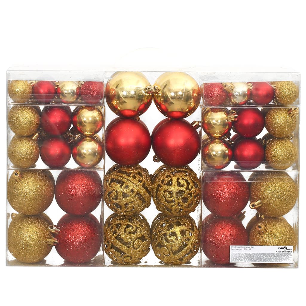 Palline di Natale 100 pz Oro e Rosso Vino 3 / 4 / 6 cm 356106