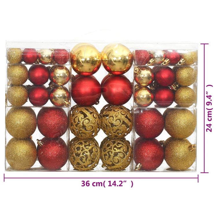 Palline di Natale 100 pz Oro e Rosso Vino 3 / 4 / 6 cm 356106