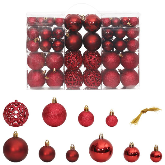 Palline di Natale 100 pz Rosso Vino 3 / 4 / 6 cm 356108