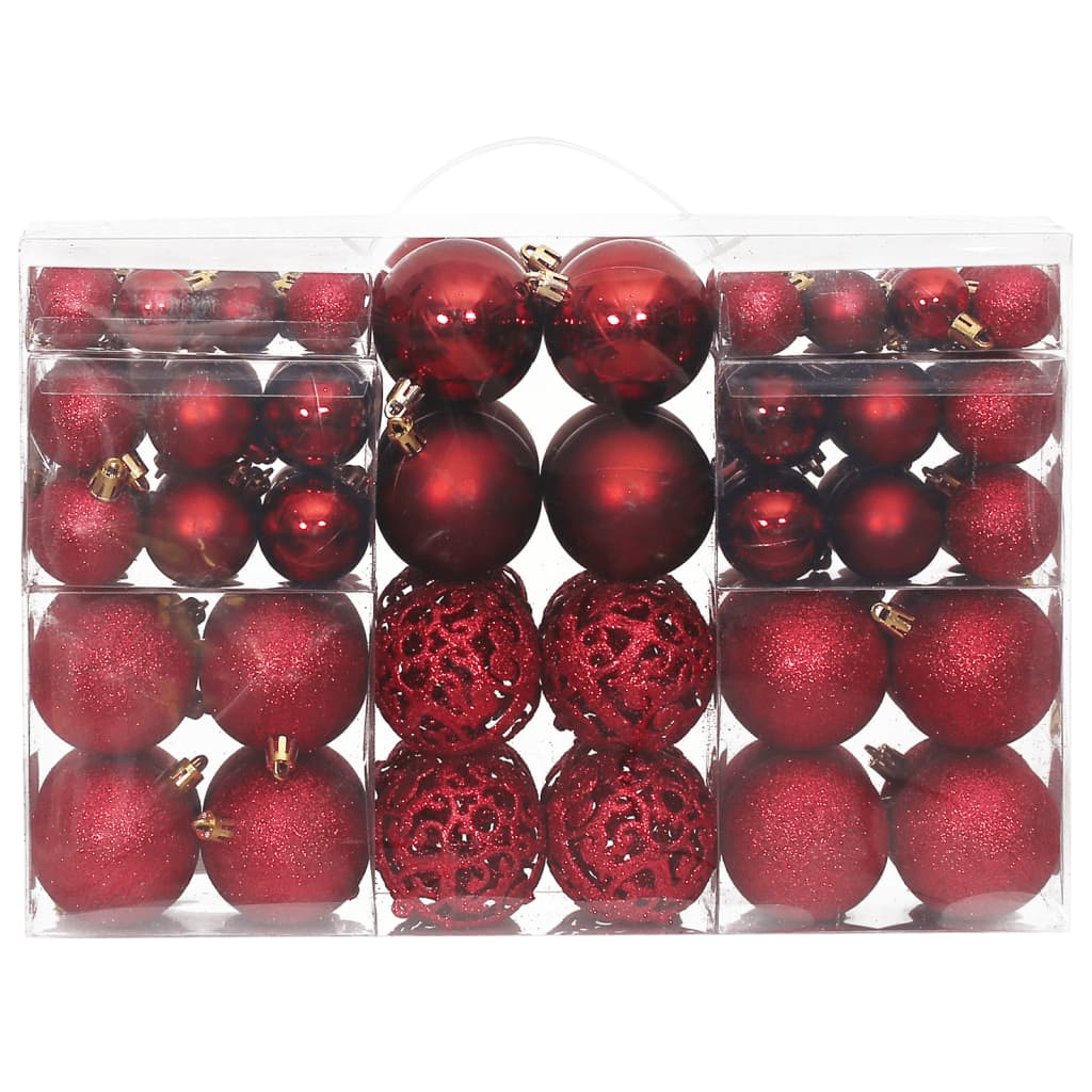 Palline di Natale 100 pz Rosso Vino 3 / 4 / 6 cm 356108