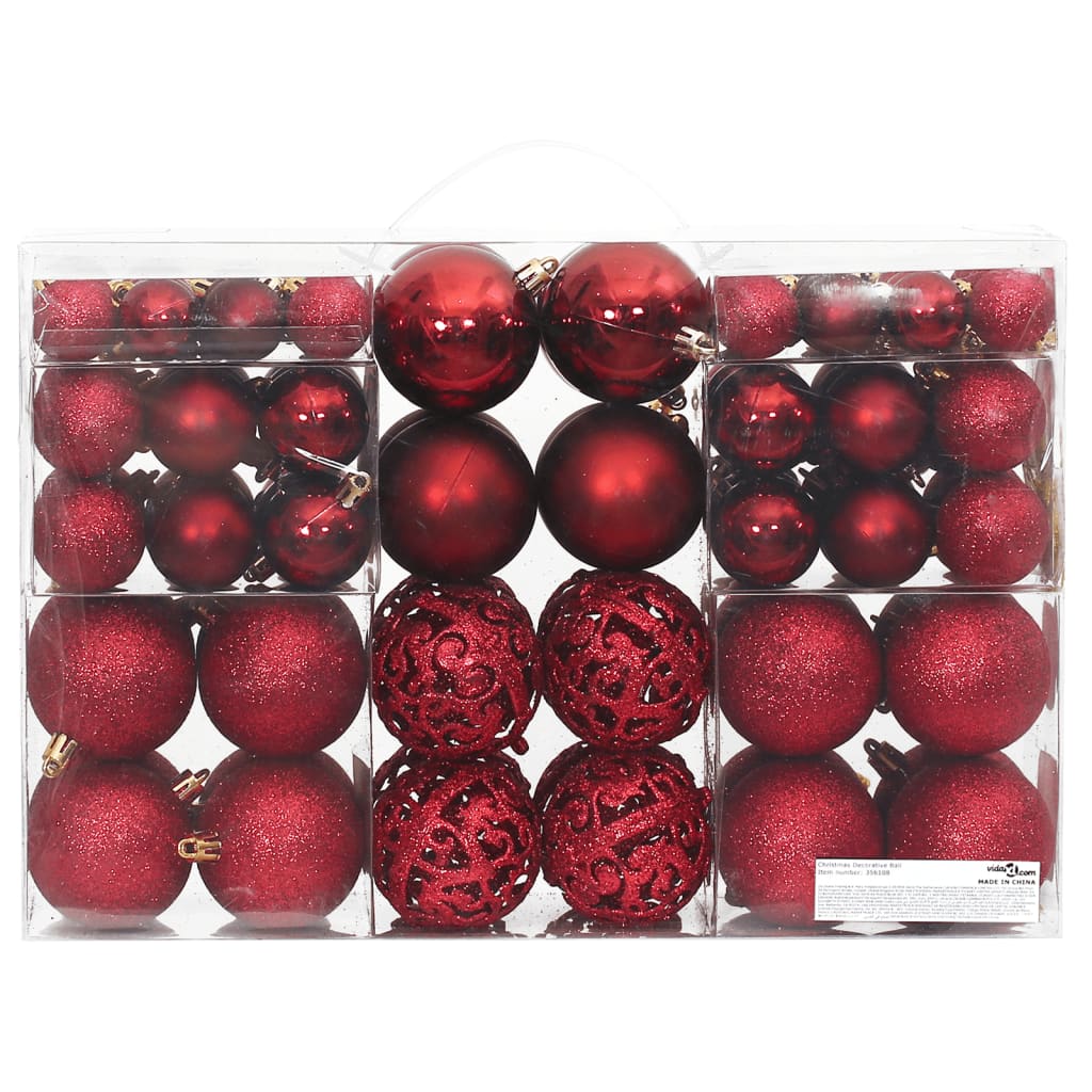 Palline di Natale 100 pz Rosso Vino 3 / 4 / 6 cm 356108