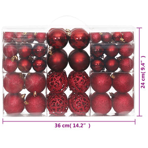 Palline di Natale 100 pz Rosso Vino 3 / 4 / 6 cm 356108